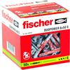 Fischer 538245 50 Tasselli Lunghi Duopower con Vite 6 x 50 mm Universali, per Il Fissaggio di Mensole, Pensili, Staffe Porta TV su Muro e Cartongesso, Grigio/Rosso, 6 x 50