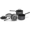 Ninja Foodi ZEROSTICK Set di Pentole, 3 Pentolini Antiaderenti, Alluminio Anodizzato Antigraffio, Coperchi in Vetro, Compatibile con Piastra a Induzione, Lavastoviglie e Forno 260°C, Grigio C33000EU