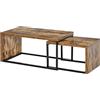 HOMCOM Set di 2 Tavolini da Salotto Impilabili e Salvaspazio in Stile Industriale, Legno MDF e Metallo, Marrone e Nero