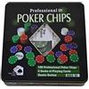 GMM SET DA POKER PROFESSIONALE COFANETTO REGALO 100 PZ FICHES DA POKER 2 MAZZI DI CARTE DA GIOCO 1 SCATOLA IN METALLO