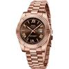 NIBOSI Orologio da polso da uomo, analogico, al quarzo, in acciaio inox, per uomo, impermeabile, business, casual, classico, con datario, A02 Rose Brown, Classico