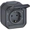 LEGRAND, Plexo New 069799L - Presa standard Schuko per ambienti umidi, con coperchio ribaltabile, protezione da contatto, morsetti a incastro, 16 Ampere, 250 Volt, IP44 - IK07, colore: Antracite