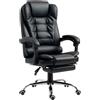 HOMCOM Sedia da Ufficio ad Altezza Regolabile con Schienale Reclinabile e Poggiapiedi, 64.5x69x117-127 cm, Nero|Aosom