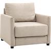 HOMCOM Poltrona Moderna in Tessuto Traspirante Effetto Lino con Tasca Interna, 80x85x88 cm, Beige|Aosom