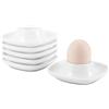 Flexzion Portauova in Ceramica Set da 6 Pezzi - Porta Uova Sode alla Coque in Porcellana per Conservazioni Cucina Frigorifero Frigo Pasqua Centrotavola Tavola Pasquale Contenitore con Base (Bianco)