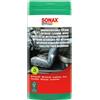 SONAX Salviette umidificate multiuso per interni d'auto (25 pezzi) | Puliscono a fondo abitacolo e adatte per vetri, pelle e Alcantara con fresca profumazione e pratico contenitore da viaggio.