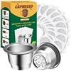 CAPMESSO Capsule per espresso riutilizzabili Capsule per caffè riutilizzabili capsula in acciaio inossidabile Compatibile con la linea Nespresso Original (2 capsule contenitore + 100 coperture)