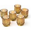 Kate Aspen Set di 6 portacandele vintage in vetro a costine dorate per decorazione autunnale, decorazione bohemien, decorazione per scaffali, regalo per hostess perfetto o decorazione per la casa