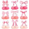 lasuroa 9pz Centrotavola a Nido d'Ape con Fiocco Rosa per Feste, Centrotavola da Tavolo Rosa 3D Decorazioni da Tavolo a Tema Fiocco per Compleanno Doccia per Bambini