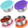 VIVIIHOO Mini barattoli con coperchio per bambini, piccoli contenitori per alimenti in acciaio inox, contenitori per salse, riutilizzabili, 4 x 50 ml con coperchio, a prova di perdite