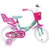 Denver LOL - Bicicletta per bambini, 2 Freni, Rosa-Celeste, misura 14