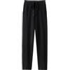 Generic Pantaloni della tuta in cashmere da donna a vita alta con coulisse pantaloni casual lavorati a maglia harem pantaloni, Nero , S