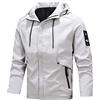 LOIJMK Giacca con cappuccio con chiusura a strappo, giacca invernale per attività all'aria aperta, da uomo, antivento, calda, tinta unita, slim fit, per il tempo libero, solida, bianco, XXXL