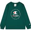 Champion Legacy Graphic Shop B (306843) -Crewneck Maglietta a Manica Lunga, Verde Bottiglia (HLG), 3-4 Anni Bambino