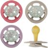nip - Cherry Green Night | Dai 6 mesi | Ciuccio per l'allattamento con pulsante luminoso per neonati. Ciuccio sostenibile realizzato con materie prime naturali | 4 pezzi, viola/rosso