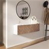 DEGHI Consolle sospesa 120x25 cm bianco e rovere effetto parquet con 2 ante e specchio - Betka