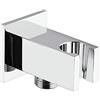 DOTTOR BAGNO SHOP Presa Acqua Doccia Quadrata con Supporto Doccetta Integrato in Ottone Cromato - Attacco Universale G1/2 - Uscita Acqua a Parete per Bagno Moderno