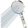 Cobbe Soffione Doccia con Filtro Anticalcare, Doccino per Doccia, Soffione Doccia Alta Pressione con 6 Tipi di Getto, Grande Potente Soffione con Filtrazione a 20 Strati (Cromo)