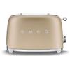 Smeg, Tostapane 2x2 TSF01CHMEU, 2 Scomparti da 36mm, 6 Livelli di Doratura, Funzione Riscaldamento, Scongelamento e Bagel, Espulsione Automatica del Pane, Cassetto Raccoglibriciole, 950W, Champagne Opaco