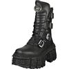 CARAMBAShop NEW ROCK Stivali Donna Piattaforma Fibbie Cerniera Nero TANK Metallic Collection Black Woman Boots M.WALL373-S1, Nero , 39 EU