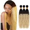 Hxxcoup Blonde Bundles Extension Tessitura Capelli Veri Curly Wave Bundles Human Hair Biondo Tessitura 3 Bundles 100% Brazilian Remy Hair Grade 8A Capelli Umani Ricci 14 16 18 Pollici