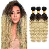 Hxxcoup Capelli Veri Extension Tessitura Biondo Extension Human Hair Bundles Deep Wave Hair Bundles Vergini Capelli Veri Ricci Capelli Brasiliani No Smell Hair for Woman 16 18 20 Pollici