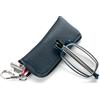 MMOWW Occhiali da lettura pieghevoli per uomo e donna con asta telescopica con chiusura lampo portachiavi occhiali portatili anti luce blu (Blu, +1.5)