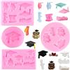 RFGHAC Set di 4 stampi in silicone per fondente di laurea, diploma, congratulazioni, caramelle, cioccolatini, decorazioni per torte e cupcake, pasta di gomma, argilla polimerica