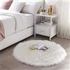 HLZDH Faux pelliccia di agnello di pecora tappeto sintetica decorativa Fell In Soffice Pelliccia di agnello imitazione Tappeto Longhair effetto pelliccia divano letto (Rotondo Bianco, 60 X 60 CM)