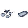 Moneta Aria Finegres Batteria 5 Pezzi, Alluminio, Grigio & Aria Finegres Rostiera, Alluminio, Grigio, 35 x 25 cm