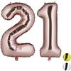 Relaxdays Palloncini Giganti in Foil con Numero 21 per Ventunesimo Compleanno, da Appendere, XXL, Pellicola, Oro Rosa, H x B x T: ca. 85 x 50 x 17 cm