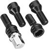 QXYOGO Bulloni Antifurto per Ruote,Bulloni Ruota 4 pezzi M14x1,25 M12x1,5 Bulloni di bloccaggio ruota Bullone ruota in acciaio nero Dado chiave 36136776076 Adatto for BMW MINI R50 Serie 2/4/5/6/7 X1 X3(M14x1