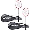 YONEX ZR 100 - Racchetta da badminton leggera in alluminio con copertura completa, set da 2 pezzi, colore: Rosso/Rosso