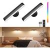 PopoIron Applique da Parete Ricaricabili LED con Batteria da 7500mAh per Camera da Letto, Controllo Tattile e a Distanza, Lampada da Parete con 3 Colori, Luminosità Regolabile 360° con 15 Colori RGB