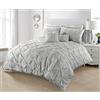 SeventhStitch Set di biancheria da letto con copripiumino con nervature, lussuoso, 100% percalle di cotone, per letto singolo, matrimoniale, king size, super king size (super king, grigio argento)