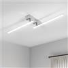 Dorlink Plafoniera Soffitto Ruotabile, 15W Lampadario Camera da Letto, 6500K Bianco Freddo LED Cucina, 2 Luci Onde Sfalsate Argento, Soggiorno, 83CM