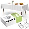 YSOOUA Tovaglia Usa e Getta 10 pezzi Tovaglie Bianche ispessimento 137 x 274 cm Tovaglia Bianca Antimacchia con Fermatovaglia per Tavolo da Buffet, Feste, Cena, Matrimonio, Anniversario (bianco)