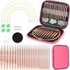 Coopay 13 Paia Ferri Circolari Intercambiabili da 3,0 a 10,0 mm, Ferri da Maglia in Alluminio, Alta qualità, Ferri Circolari per Vestiti per Bambini, Maglioni, Sciarpe - Oro Rosa