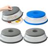 Lostwry 3 Pezzi Copertura per Microonde Pieghevole, Coperchio per Microonde Antischizzi Coperchio Piatto in Plastica per Microonde per Riscaldamento a Microonde e Antispruzzo, Grigio + Blu
