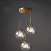 DLSixYi Lampadario Industriale Vintage in Ottone a 3 luci Trasparente/Grigio fumé/Ambra Lampada a Sospensione a Sfera in Vetro Cluster E27 Lampada a Sospensione per Soggiorno con Isola Cucina