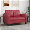Homgoday Divano lounge a 2 posti con schienale, doppio divano per ospiti, soggiorno, divano, moderno, per soggiorno, reception, ufficio, rosso vinaccia, 120 cm, in ecopelle
