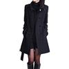 Generico Trench Lungo Invernale Donna - Cappotto Doppio Petto Ufficio Parka con Cintura - Cappotto di Lana Manica Lunga Giacca
