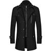 TDEOK Cappotto di lana da uomo invernale piselli con collo staccabile doppio pisello cappotti casual inverno business slim fit giacca business cappotto uomo cappotto lungo trench cappotto antivento,
