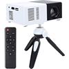 VBESTLIFE Mini proiettore, videoproiettore portatile con proiettore a LED 1800Lx per home theater, con supporto per treppiede(Spina UE)