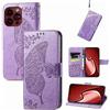 JIUNINE Cover per Apple iPhone 15 Pro Max, Custodia Interno TPU Antiurto Portafoglio con Disegni di Farfalla [Carta Fessura] [Supporto Stand] Cover Libro in PU Pelle, Viola