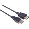 PremiumCord Cavo di Prolunga USB 2.0 da 0,5m, Cavo Dati High Speed Fino a 480Mbit/s, Cavo di Ricarica, USB 2.0 Tipo a da Femmina A Maschio, 2X Schermato, Colore Nero, Lunghezza 0,5m