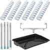 QWORK® Kit Rullo per Vernice da 45 cm - Include 6 Rulli + Telaio Regolabile + Asta Rimovibile fino a 160 cm + Vassoio per Vernice Grande - Kit Completo per Pittura per Pareti e Soffitti