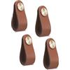 LEREATI 4 Pezzi Maniglie per Mobili in Ecopelle, Foro Singolo Maniglie Armadio, Pomelli per Mobili Vintage, Pomello Porta per Cassetti, Armadio Cameretta, Cucina, Borsa Decorazione (Caffè Chiaro)