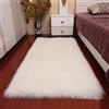 Insun Tappeto in Finta Pelle di Pecora Pelo Lungo Scendiletto Rettangolare Tappeti Antiscivolo per Soggiorno in Camera da Letto Divano bianco 45x45cm