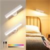 PopoIron Lampada da parete a batteria da 7500 mAh, lampada da parete a LED ricaricabile, touch e telecomando, 3 colori senza fili, girevole a 360°, luminosità regolabile con 15 colori RGB